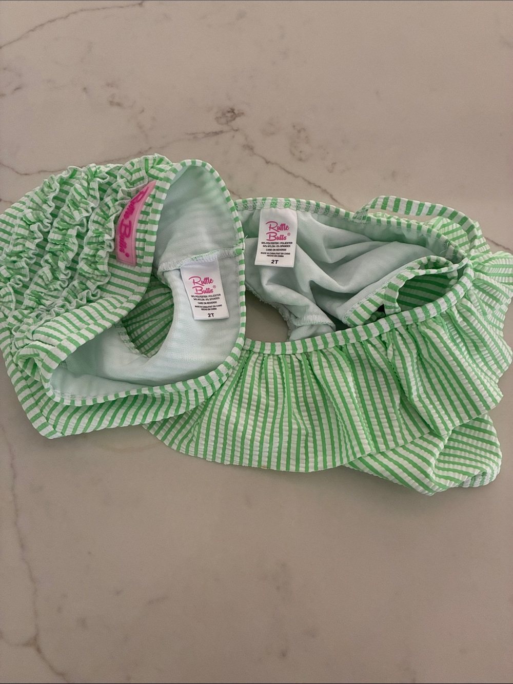 Ruffle Butts Green and White Striped Ruffle Tankini - Picture 3 of 3